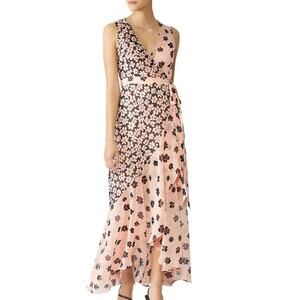 Fame & Partners Ruffle Dress Wrap Chiffon  Pink/Brown Size 2